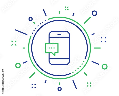 Smartphone Message icon. Cellphone or Phone messenger sign. Ð¡ommunication Mobile device with Chat symbol. Quality design elements. Technology smartphone message button. Editable stroke. Vector
