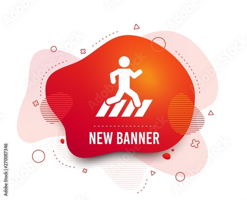 Fluid badge. Crosswalk icon. Crossing street sign. Abstract shape. Gradient crosswalk icon. Flyer liquid banner. Vector