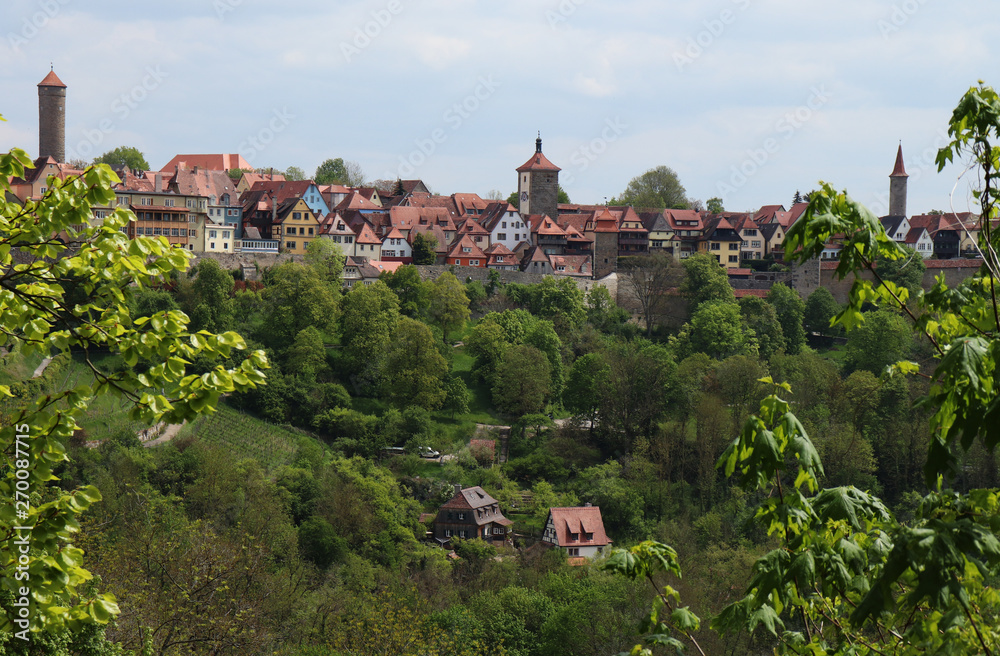 Rothenburg ob der Tauber across the valley and through the trees