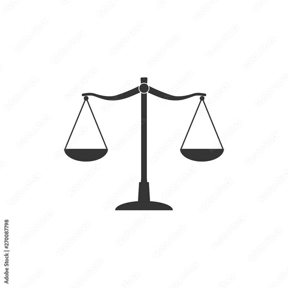 Balance scale icon. Vector illustration, flat design. Balance scale icon. Vector illustration, flat design.