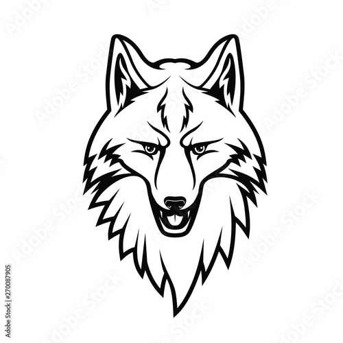 Muzzle of fox animal isolated monochrome sign