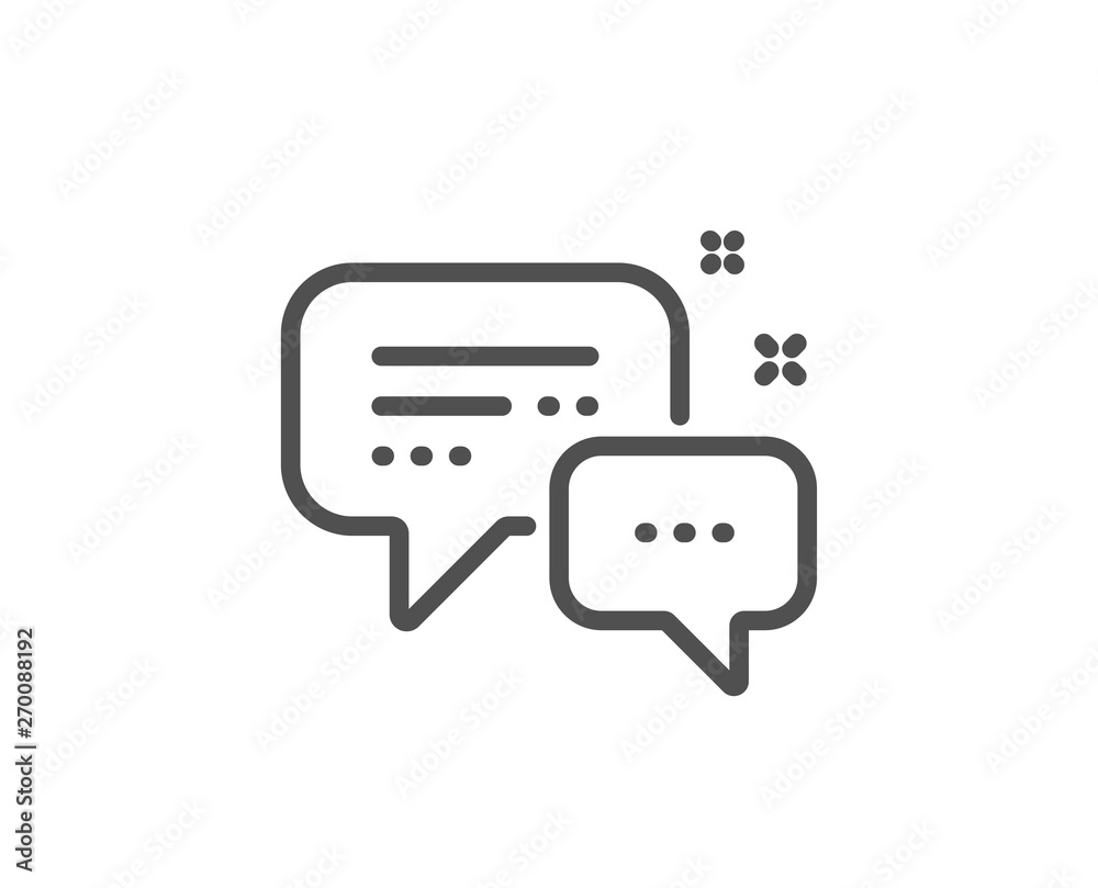 Employees messenger line icon. Speech bubble sign. Chat message symbol. Quality design element. Linear style employees messenger icon. Editable stroke. Vector Employees messenger line icon. Speech bubble sign. Chat message symbol. Quality design element. Linear style employees messenger icon. Editable stroke. Vector