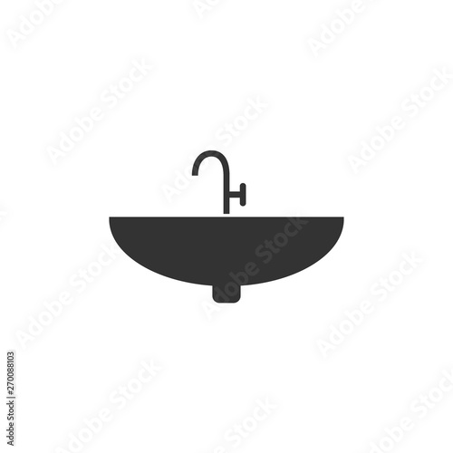 Wash basin icon. Vector illustration, flat design.