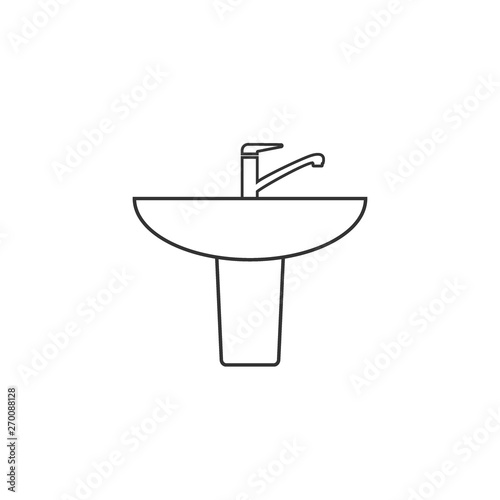 Wash basin icon. Vector illustration, flat design.
