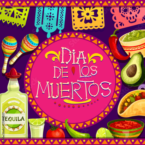 Mexican Dia de los Muertos holiday attributes