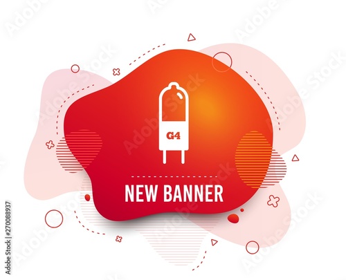 Fluid badge. Light bulb icon. Lamp G4 socket symbol. Led or halogen light sign. Abstract shape. Gradient g4 lamp icon. Flyer liquid banner. Vector