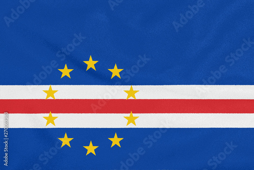Flag of Cape Verde on textured fabric. Patriotic symbol
