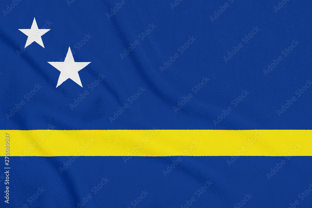 Flag of Curacao on textured fabric. Patriotic symbol