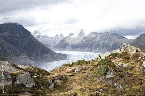 Panorama Aletschgletscher  Moosfluh  Riederalp  Wallis  Schweiz