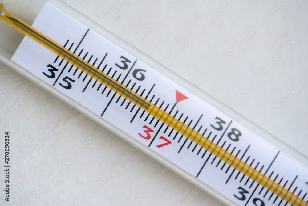 mercury thermometer close-up with a temperature of 36 and 6 degrees Celsius mercury thermometer close-up with a temperature of 36 and 6 degrees Celsius