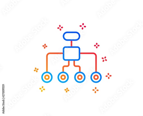 Restructuring line icon. Business architecture sign. Delegate symbol. Gradient design elements. Linear restructuring icon. Random shapes. Vector
