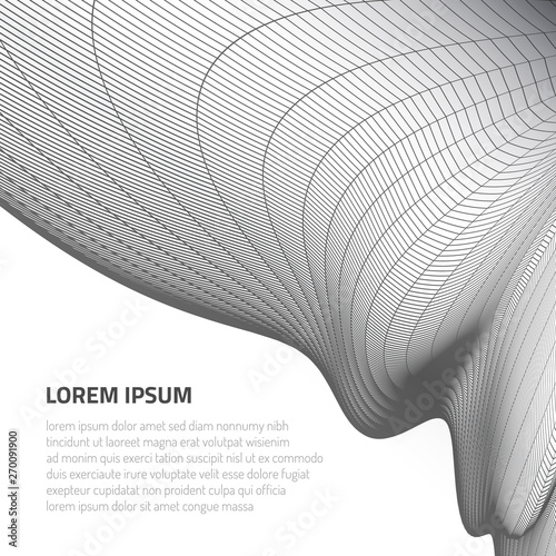 Abstract volumetric figures. Forms from wire cages and lines.