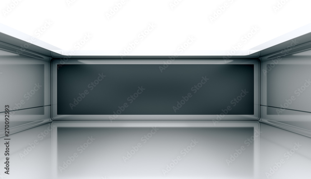Contemporary futuristic concept background with black screen. Empty future clean dark box interior room With Light. 3D Rendering. Contemporary futuristic concept background with black screen. Empty future clean dark box interior room With Light. 3D Rendering.