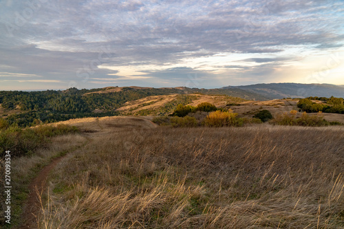 Sunset on silicon valley as seen from the top of Monte Bello open space above Palo Alto, California