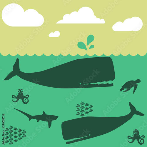 World Ocean Day Vector Design with Undersea Design