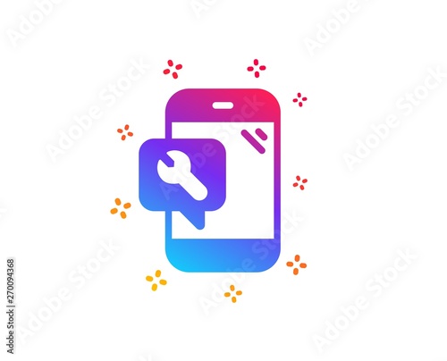 Spanner tool icon. Phone repair service sign. Fix instruments symbol. Dynamic shapes. Gradient design phone repair icon. Classic style. Vector