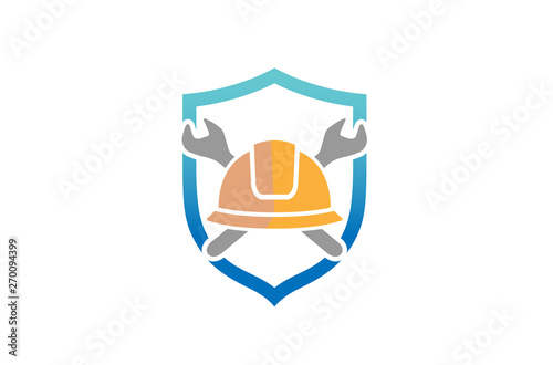 Creative Architect Hardhat Wrench Tools Logo Design Symbol Vector Illustration