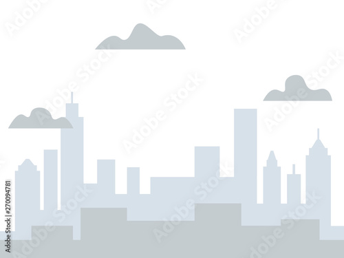 Gray background  view of the city. The buildings are tall. In minimalist style Cartoon flat Vector