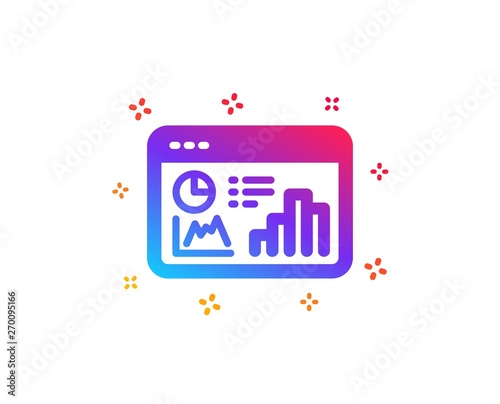 Seo statistics icon. Search engine optimization sign. Analytics chart symbol. Dynamic shapes. Gradient design seo statistics icon. Classic style. Vector