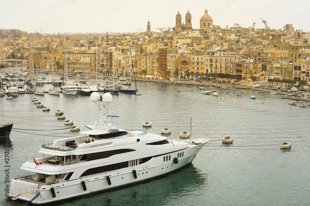 The Valletta port is a popular tourist attraction full of cafes and restaurants.