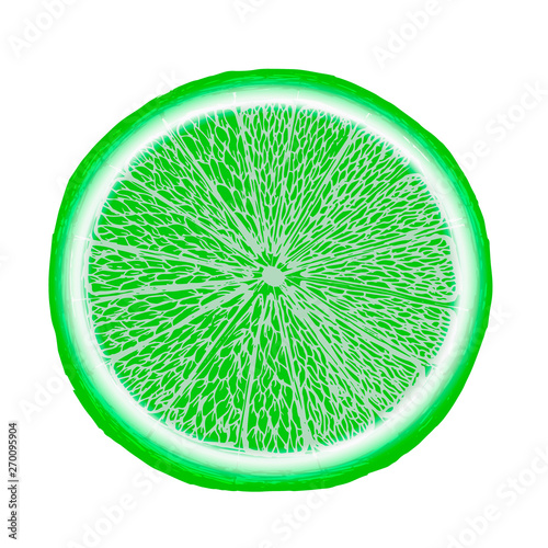 Vector fresh ripe slice of lime on white. Healthy food logo