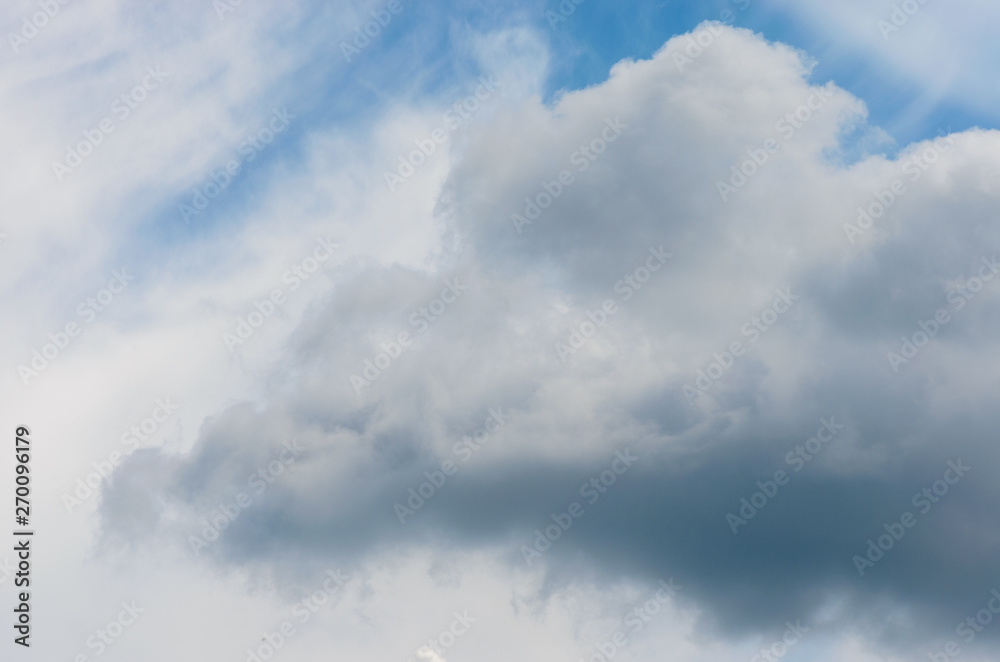 Thick clouds in the blue sky for weather forecast