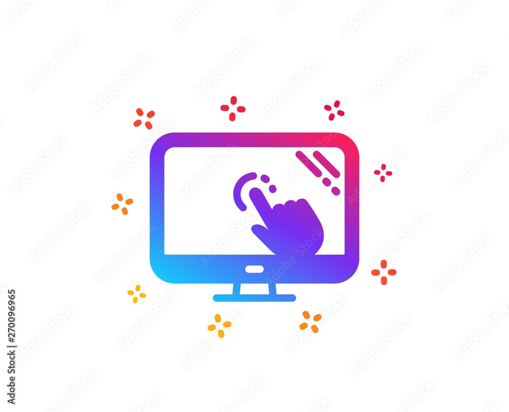 Touch screen icon. Online quiz test sign. Dynamic shapes. Gradient design touch screen icon. Classic style. Vector