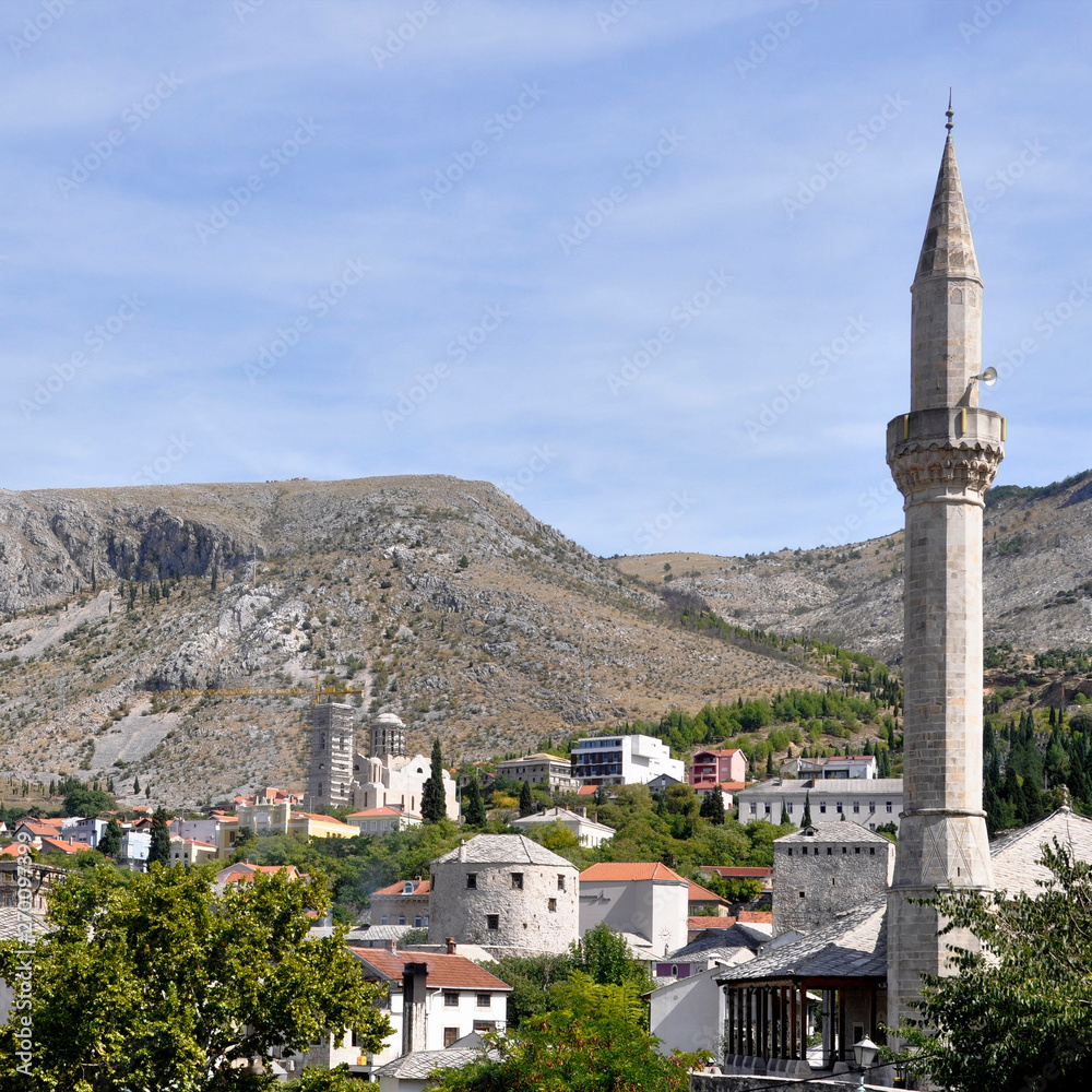 Scenic view of the historic city of Mostar, Bosnia And Herzegovina