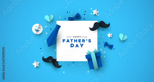 Fathers Day card of frame with paper holiday icons