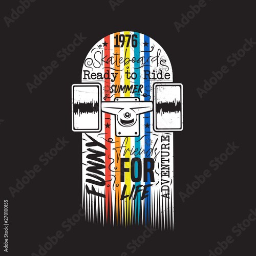 skateboard colorful poster distressed kids apparel ride a skate