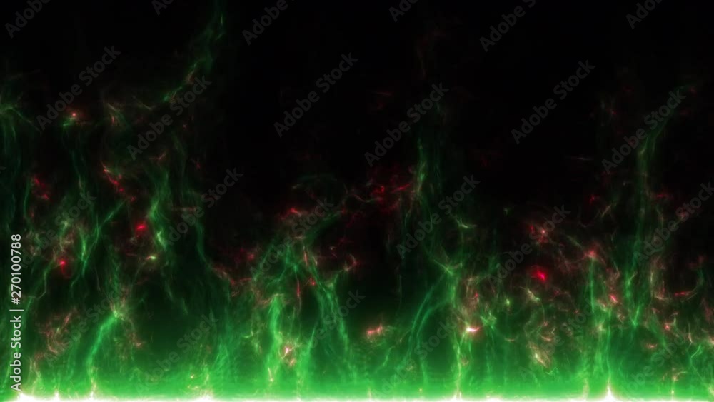 Colorful flame burst of particles green red loop background Colorful flame burst of particles green red loop background