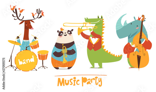 Vector music characters with cartoon musical instruments