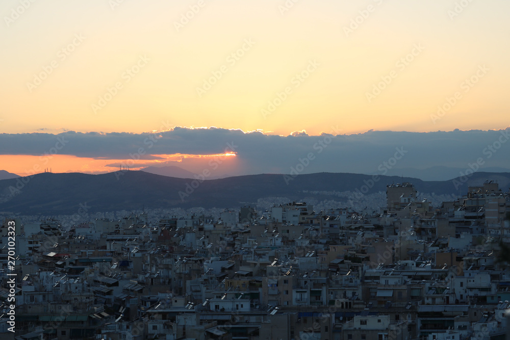 coucher de soleil a Athenes