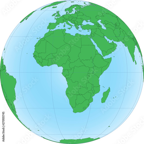 Illustration of Earth globe with focused on Africa