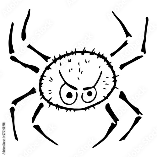Spider icon. Vector illustration of a scary spider. Spider web hand drawn.