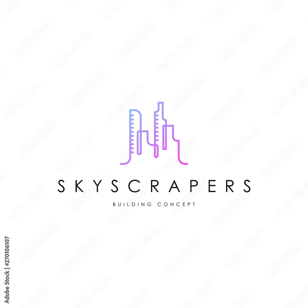 Skyscrapers logo template vector. Unique building logo concept