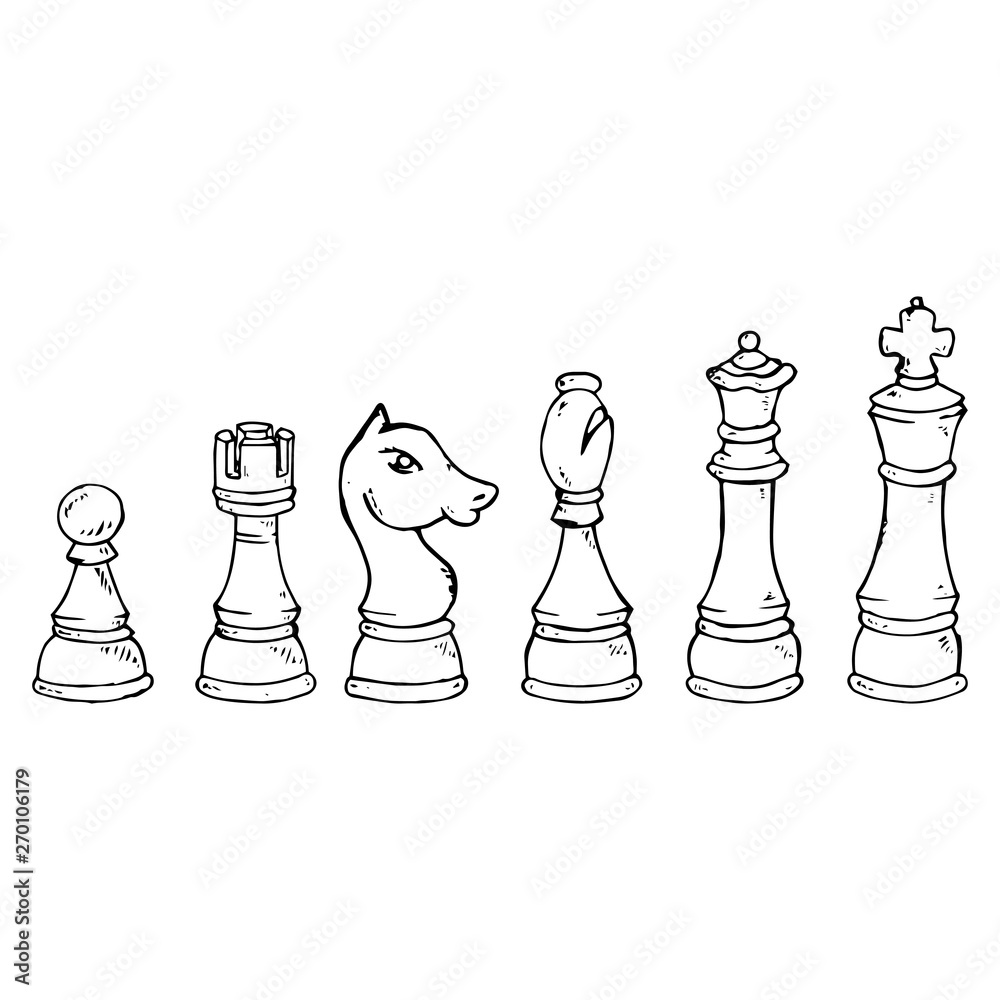 Two pawns are chess pieces sketch. Lies and stands. Vector hand-drawn  illustration. 25741990 Vector Art at Vecteezy