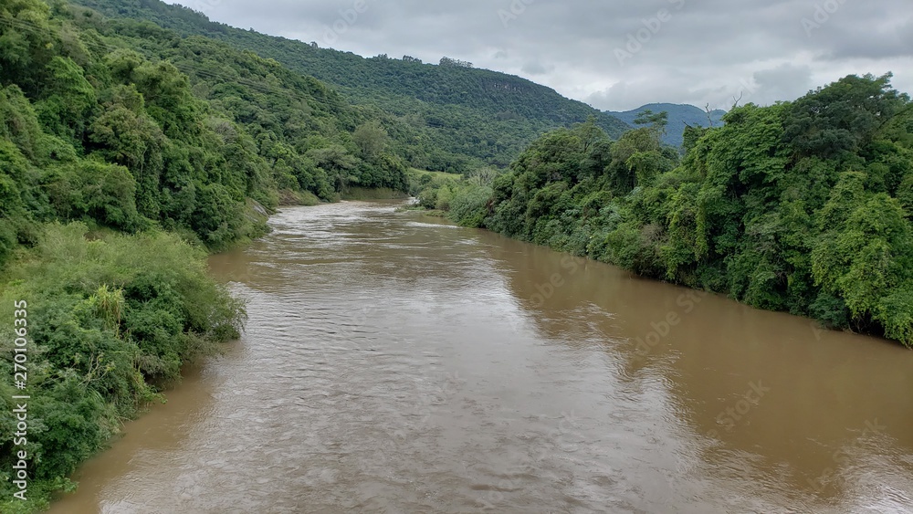 rio, água, suja, natureza, chuva, ponte, montanhas, 