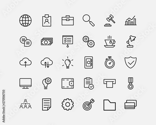 Business and organization icons set. Business intelligence icons set. Icons for business, management, finance and strategy. photo