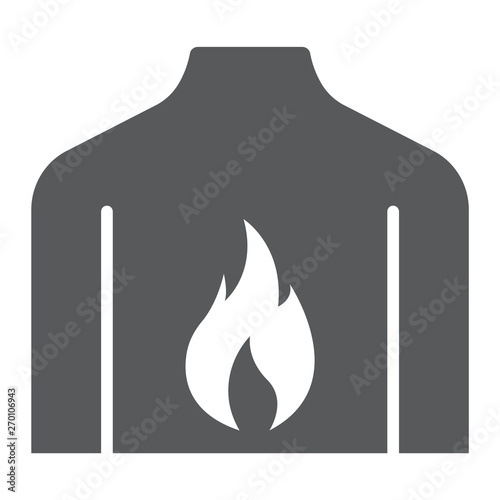Chest pain glyph icon, body and pain, heartburn sign, vector graphics, a solid pattern on a white background.