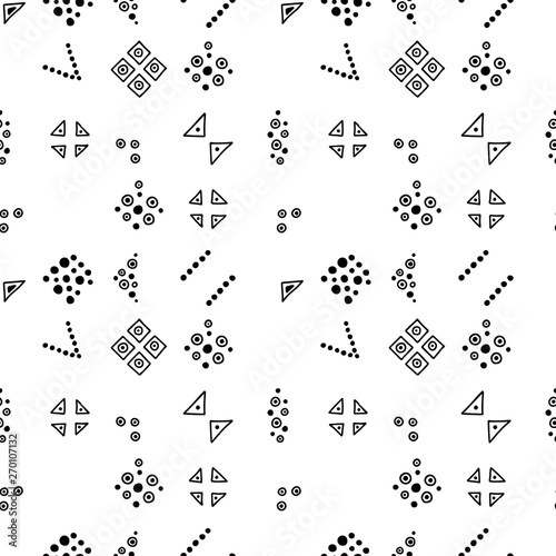 Seamless vector pattern, black and white symmetric geometric background Print for decor, wallpaper, packaging, wrapping, fabric. graphic design. Doodle style illystration photo