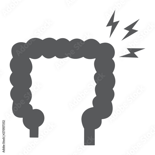 Diarrhea glyph icon, body and pain, bowel pain sign, vector graphics, a solid pattern on a white background.