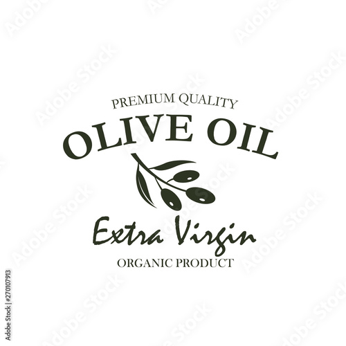 label for extra virgin olive oil with decorative olive tree