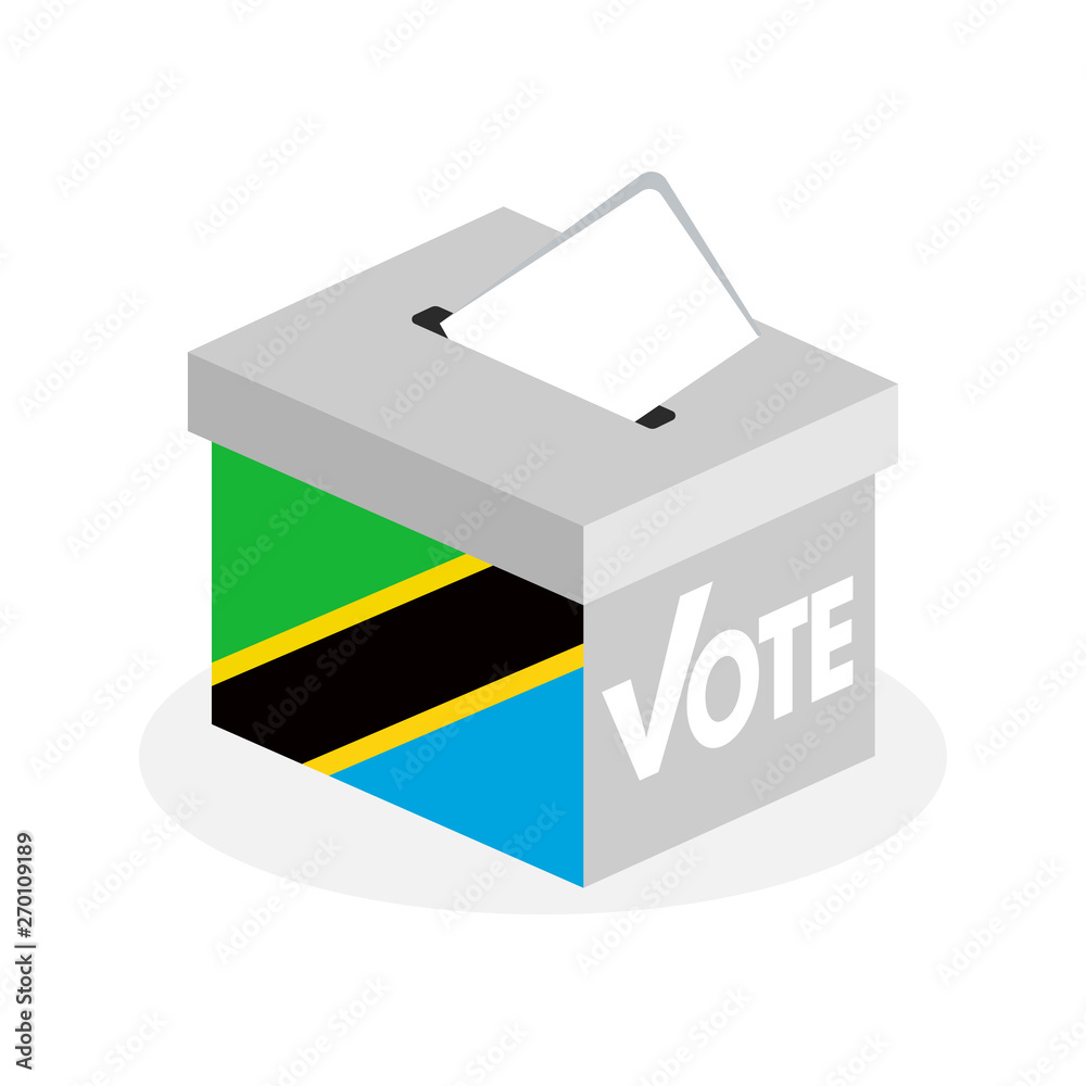 Election ballot box with a combination of the Tanzania country flag Election ballot box with a combination of the Tanzania country flag