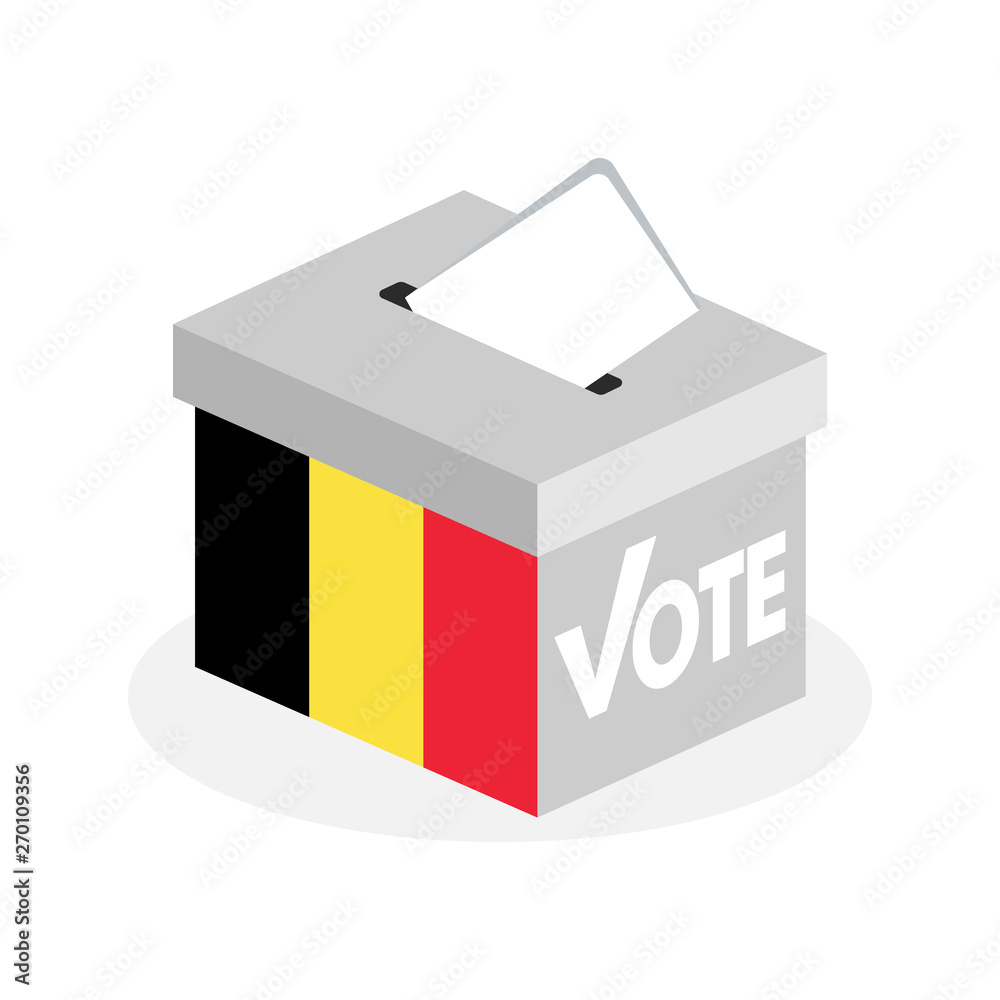 Election ballot box with a combination of Belgian country flags Election ballot box with a combination of Belgian country flags
