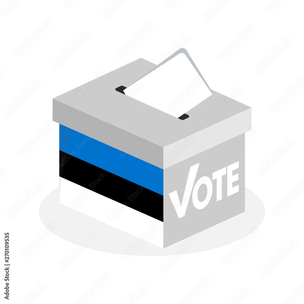 Election ballot box with a combination of Estonian country flags Election ballot box with a combination of Estonian country flags
