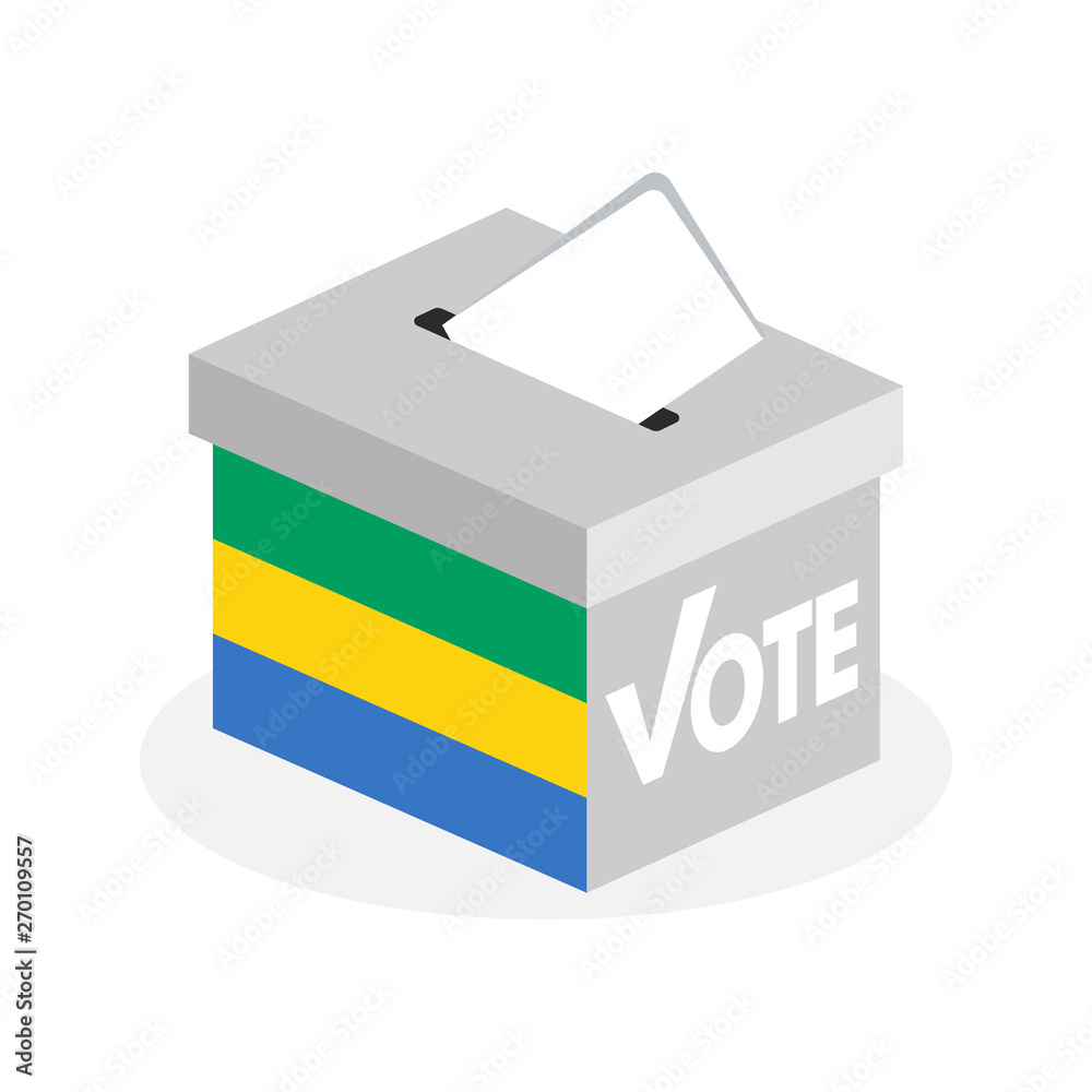 Election ballot box with a combination of Gabon country flag Election ballot box with a combination of Gabon country flag