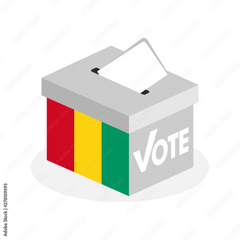 Election ballot box with a combination of the country flag of Guinea Election ballot box with a combination of the country flag of Guinea
