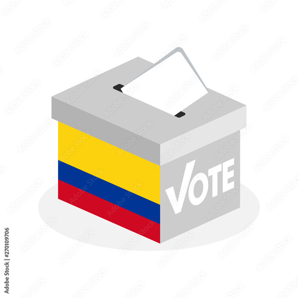 Election ballot box with a combination of Colombia country flags Election ballot box with a combination of Colombia country flags