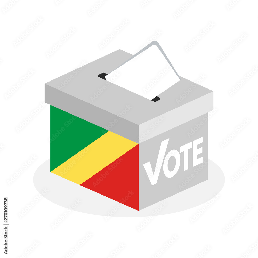 Election ballot box with a combination of the Republic of the Congo flag Election ballot box with a combination of the Republic of the Congo flag